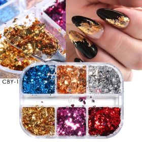Reflective And Translucent Edelweiss Powder Nail Sequins (Option: 6grid XR Edelweiss powder)