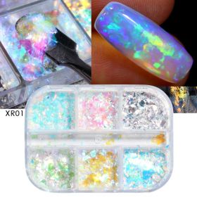 Reflective And Translucent Edelweiss Powder Nail Sequins (Option: 6gridCBY)