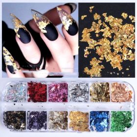 Fashion Nail Gold Foil In Fashion Ornament (Option: 12grid Platinum Fragments CBY)