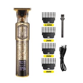 Digital Display Electric Stainless Steel Hair Clipper (Option: )